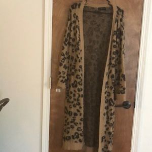 Mustard Seed Sweaters - Leopard Print Duster Length Cardigan Mustard Seed Sweaters - Leopard Print Duster Length Cardigan